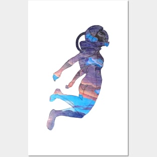 Clothos - Space Girl Floating White Background Posters and Art